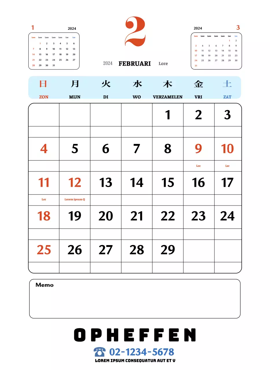Rode en blauwe retro onderzetters memory kalender