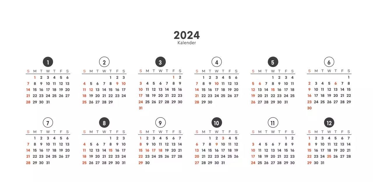 Café-Kalender im einfachen, modernen Stil