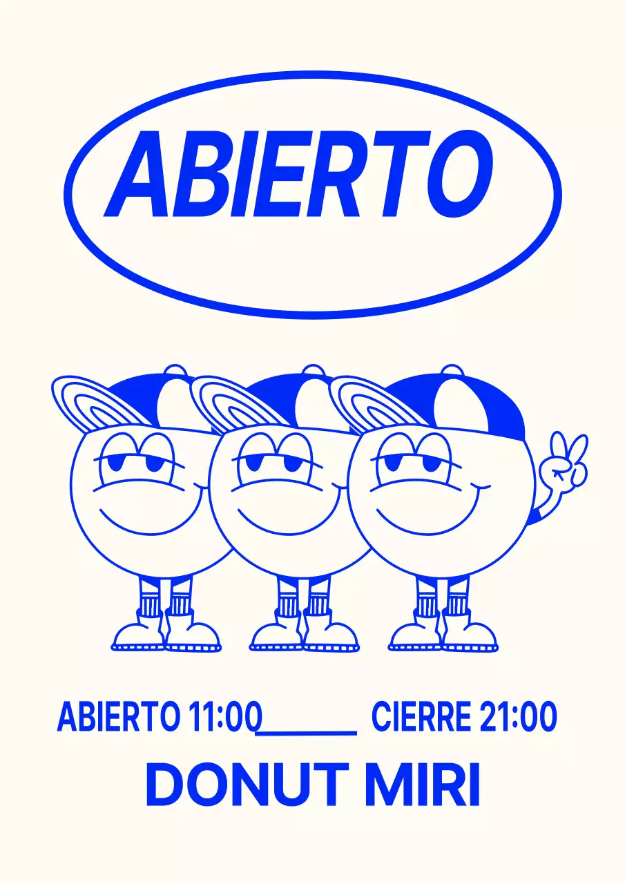 Cartel de café en marfil y azul