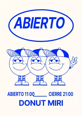 Cartel de café en marfil y azul