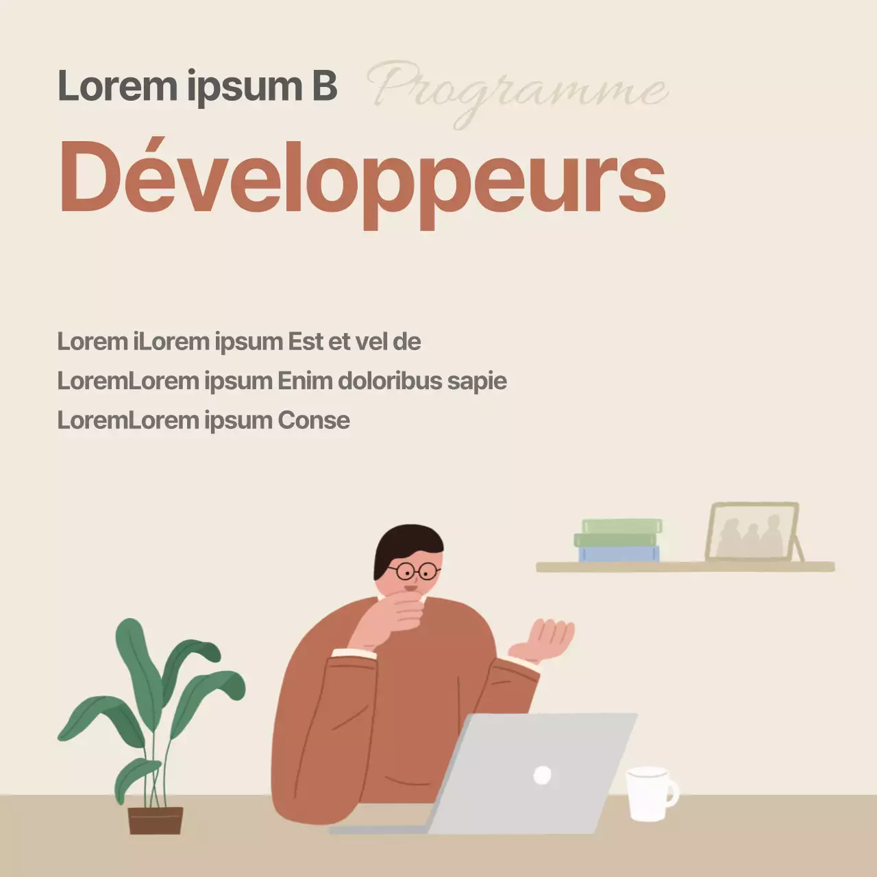 Beige Brown Tone Miri Middle School Programmeur professionnel spécialisé