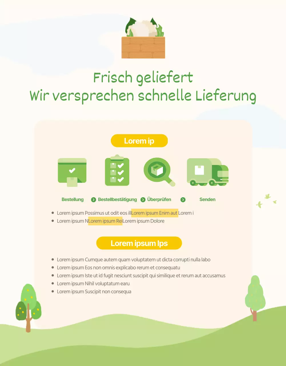 Förderung des grünen und gelben natürlichen Blumenkohls Beschreibung