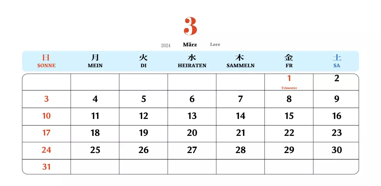 Retro-Konzept Nostalgie-Kalender in rot und blau