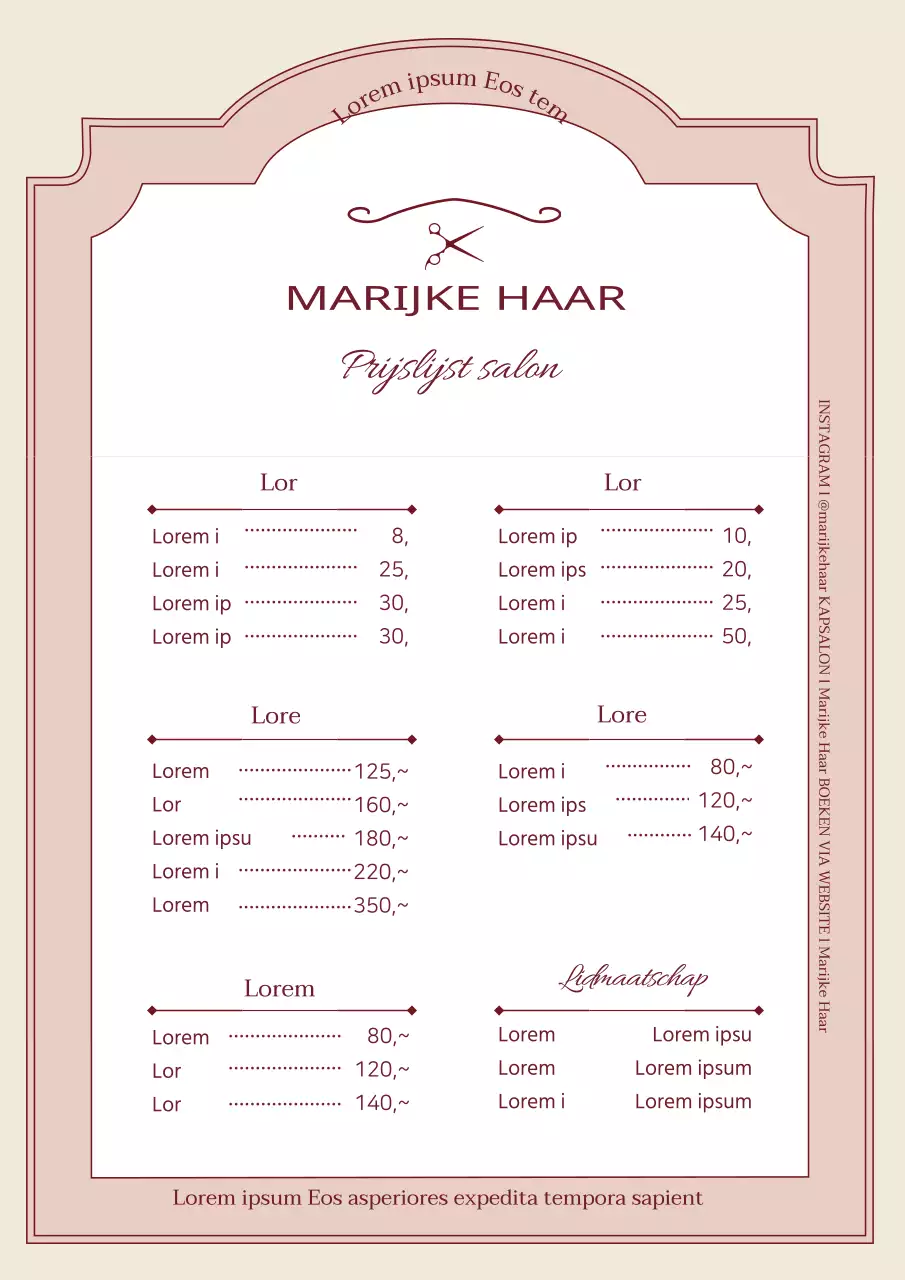 Bruine illustratie vintage kapsalon menu