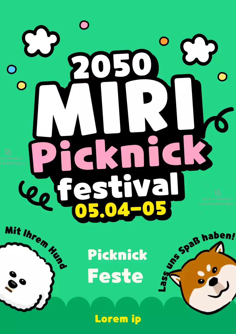 Informationen zu diesem niedlichen Hundefestival im Pop-Art-Cartoon-Stil