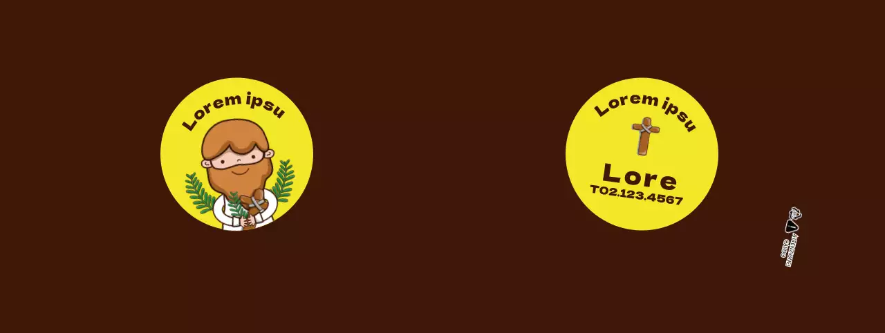 Marrone punto giallo carattere illustrazione chiesa