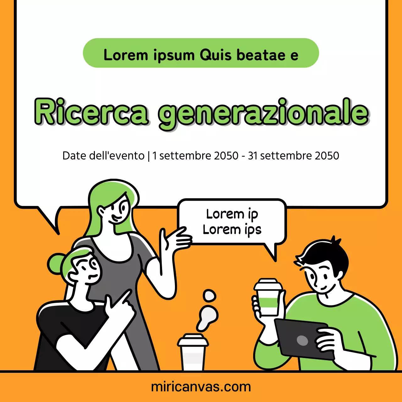 Sondaggio di sensibilizzazione generazionale sulle tazze monouso in arancio-verde