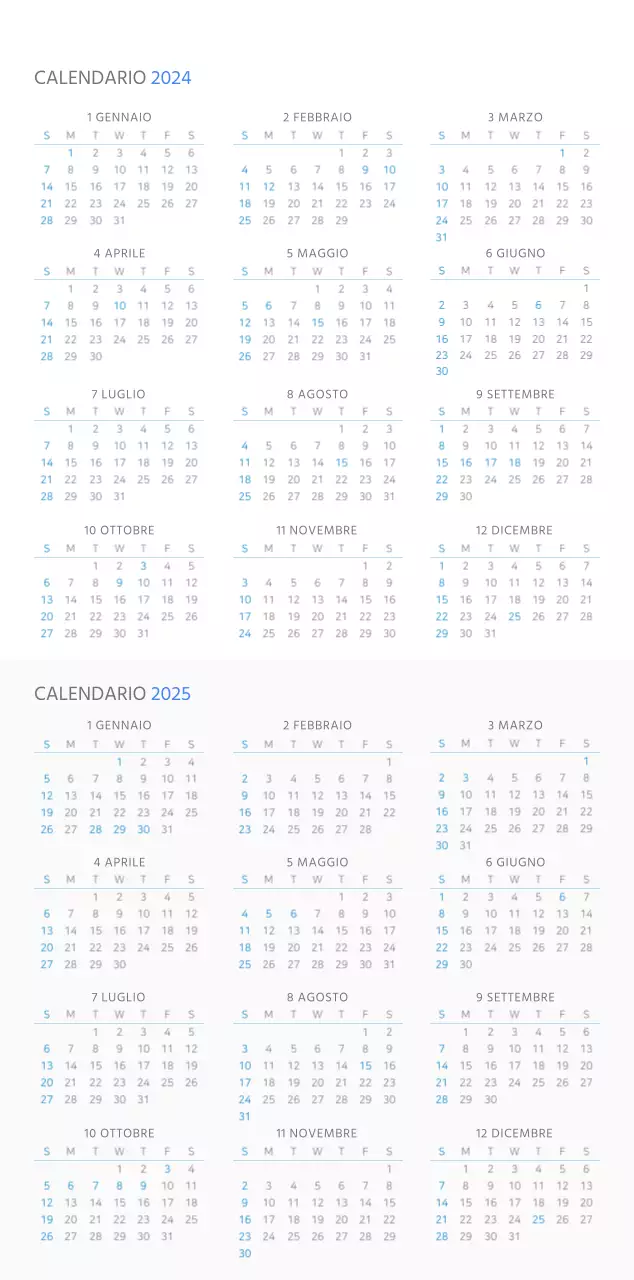 Calendario da parete di concetto aziendale semplice in blu e bianco