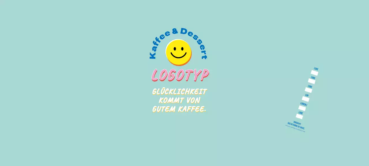 Blau Niedliche Illustration Schriftzug Cafe