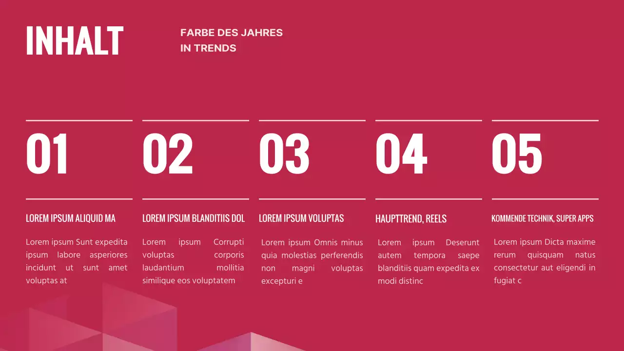 Einfache Magenta und Rosa Farbe Trend Prognose Plan für dieses Jahr