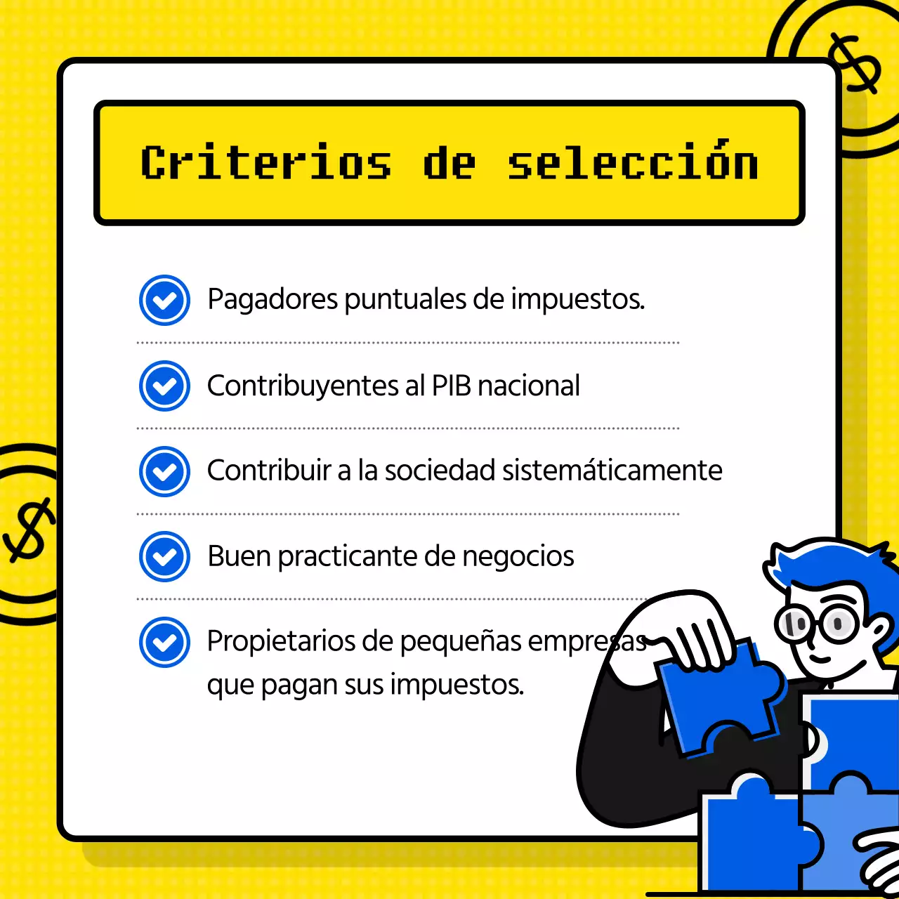 Suministro de información ejemplar al contribuyente con el tema de la calculadora amarilla (Card News)