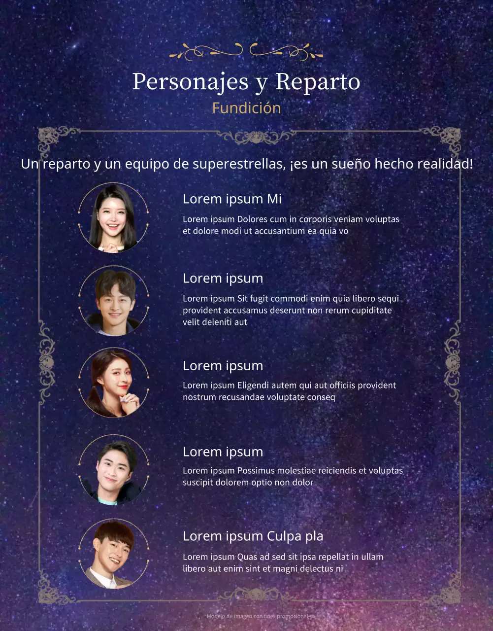 Un mágico musical estrellado en morado y azul