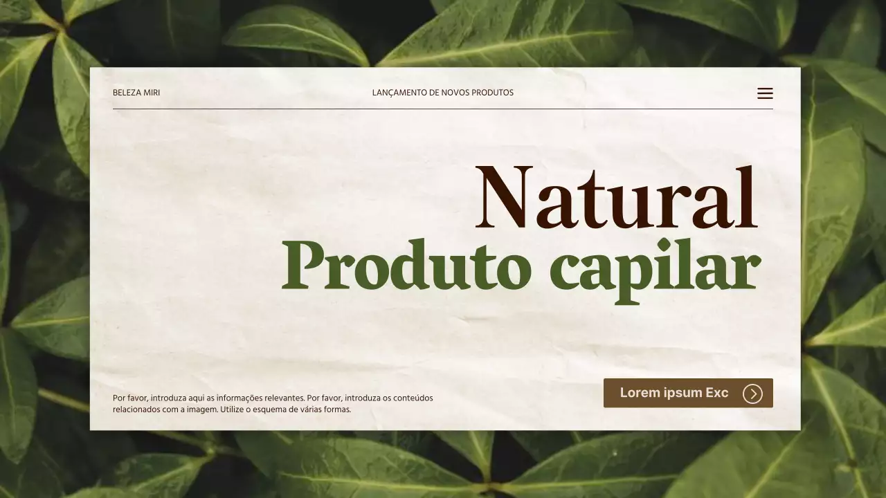 Novos produtos naturais para o cabelo em verde e bege