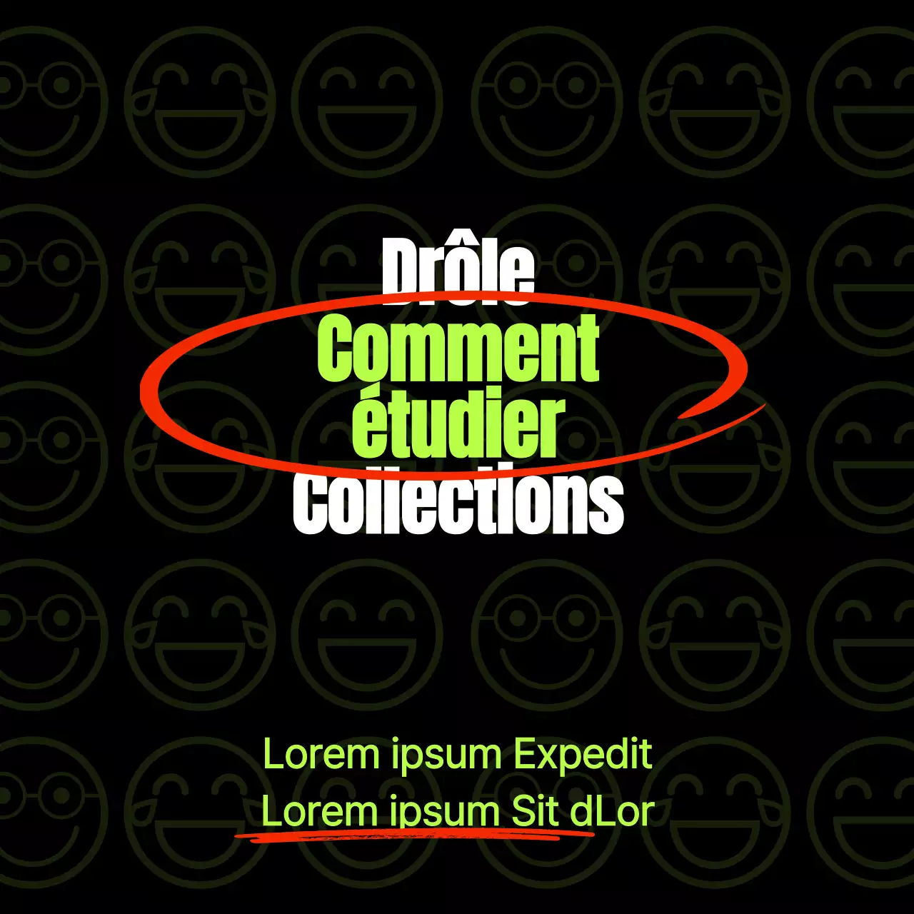 Un modèle de contenu de guide d'étude propre, noir et fluorescent