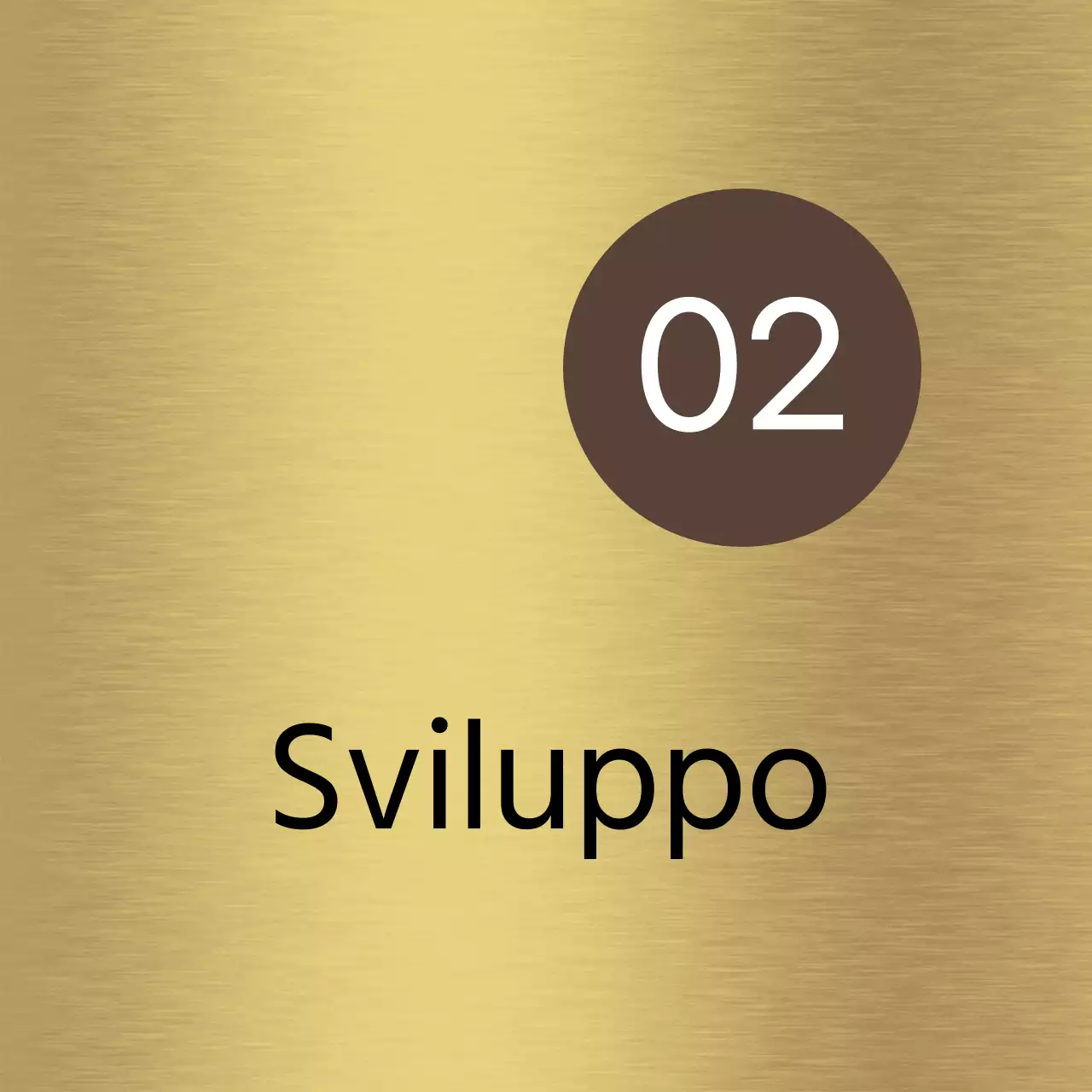 Un semplice cartello segnaposto con nomi di dipartimenti aziendali e forme quadrate in marrone e nero.