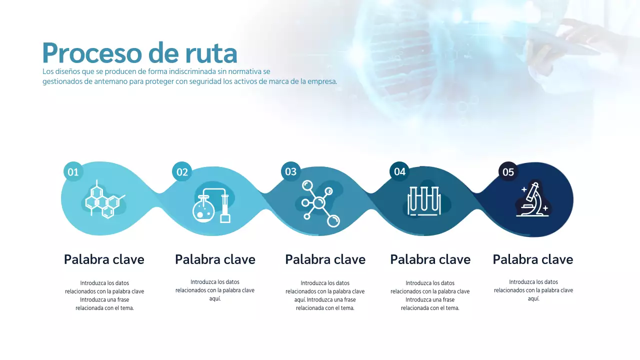 Icono de investigación en gradiente azul Hoja de ruta del proceso