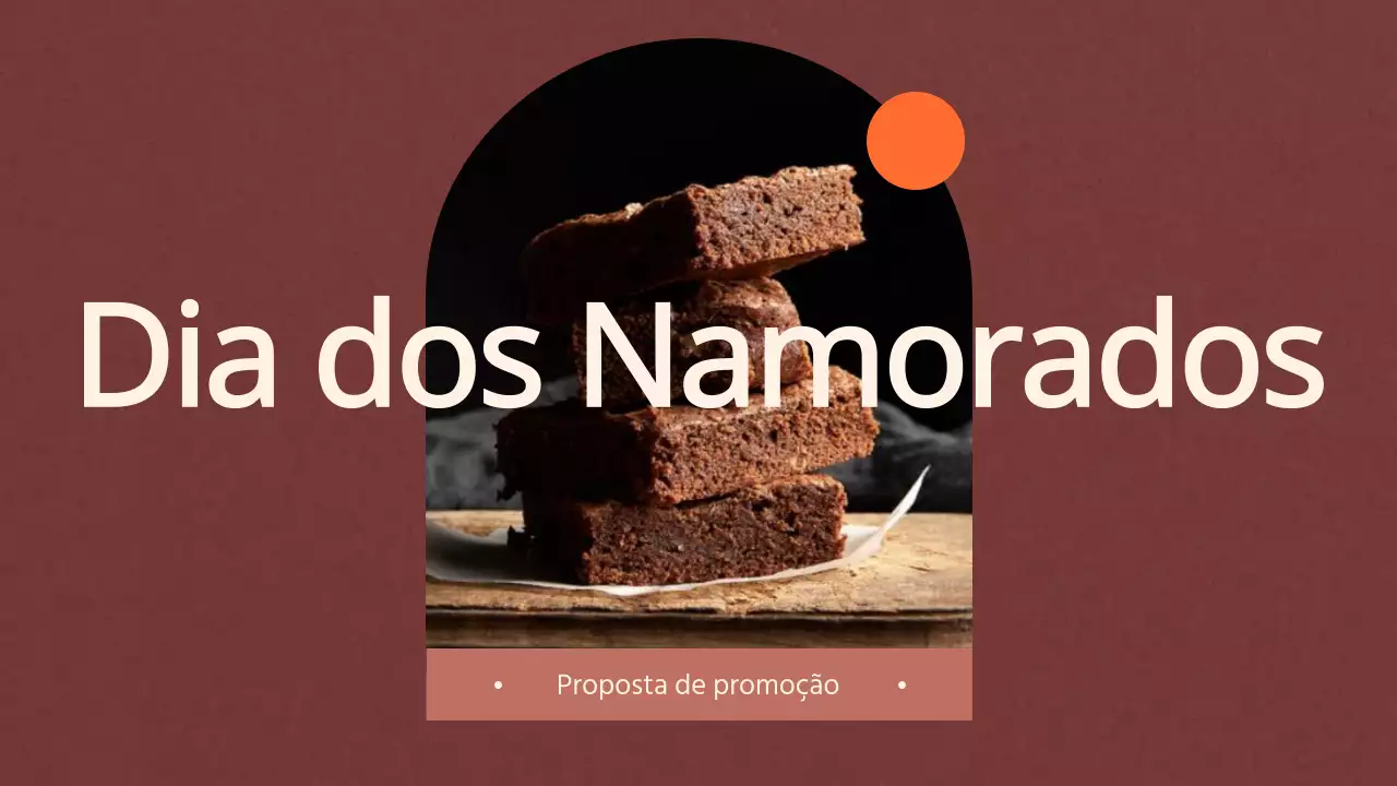 Planeador do Dia dos Namorados calmo e simples com toques de laranja num fundo castanho quente