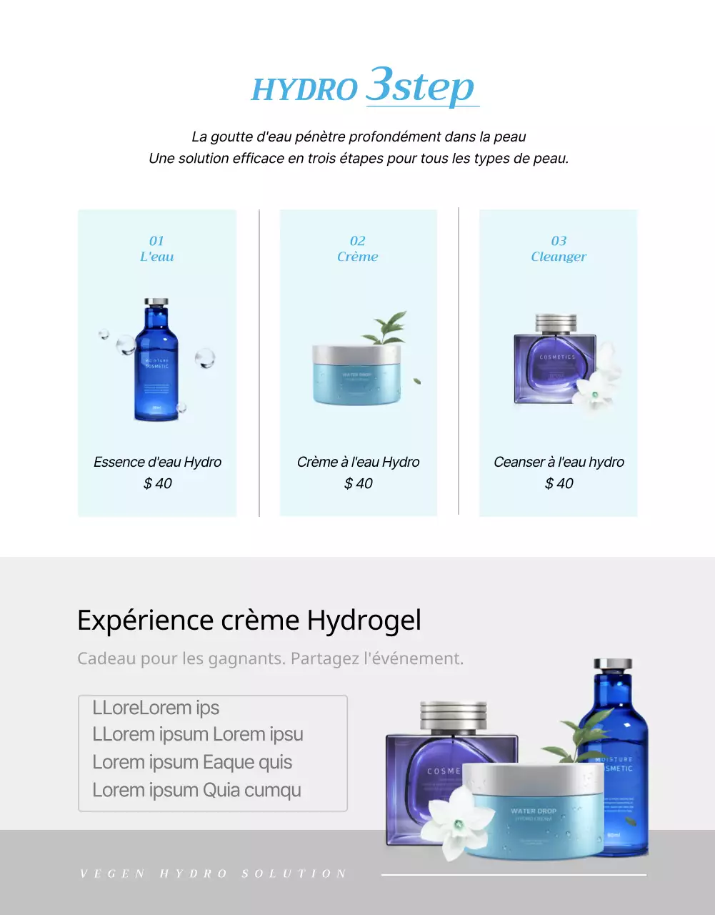 Hydratants végétaliens aux tons bleus page détaillée