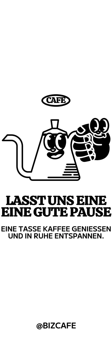 Für niedliche und angesagte Kaffeekannen und Handzeichen im Stil von Café-Artikeln