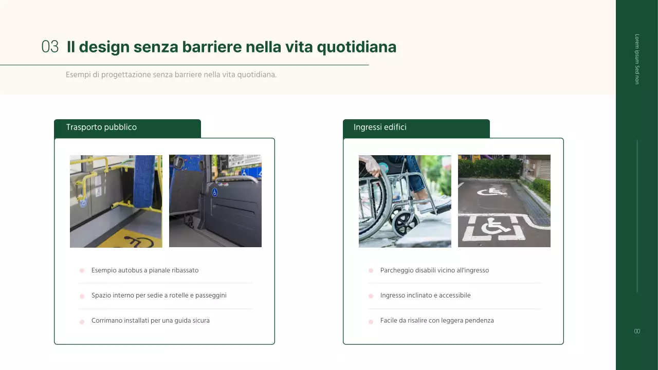 Semplice presentazione degli incarichi senza barriere in beige e verde