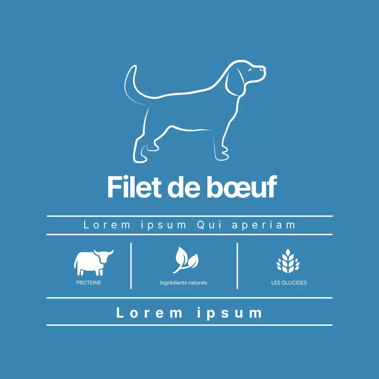 Etiquette d'alimentation soignée avec illustration bleue