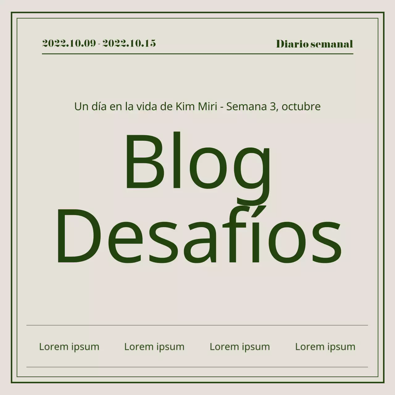 Desafío de blog con un sencillo concepto de tipografía verde