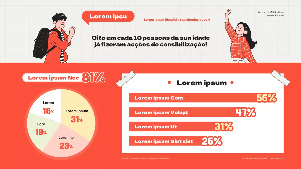 Infografia de investigação de extensão universitária em vermelho