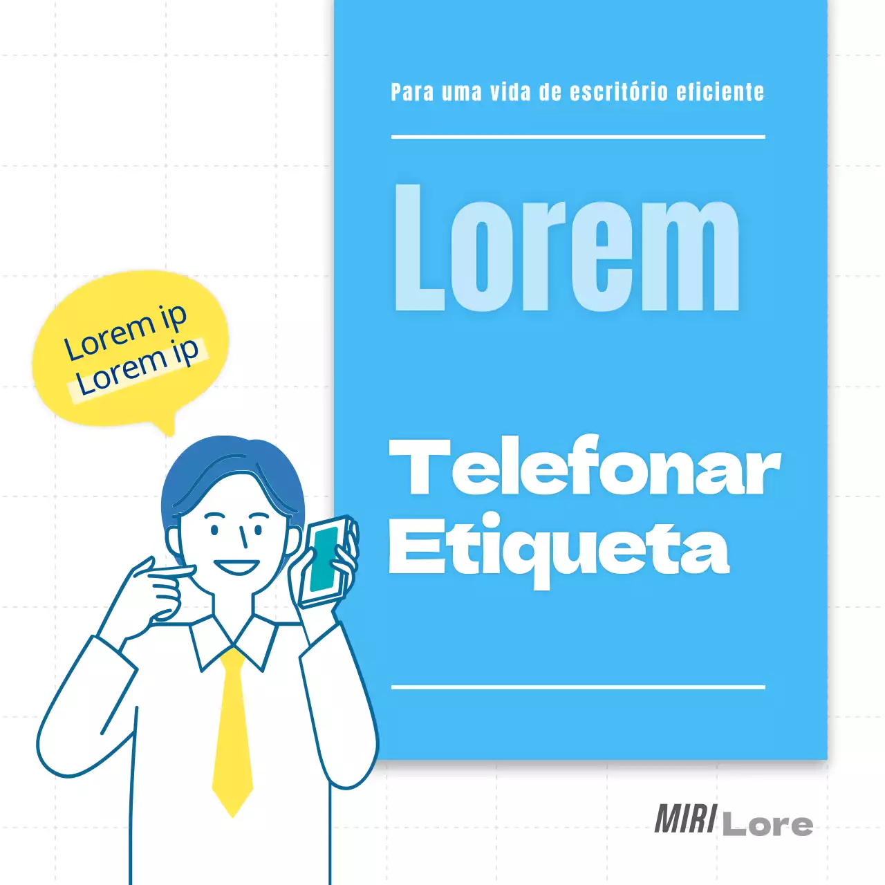 Cartão de etiqueta para telefone de escritório em azul e amareloNotícias