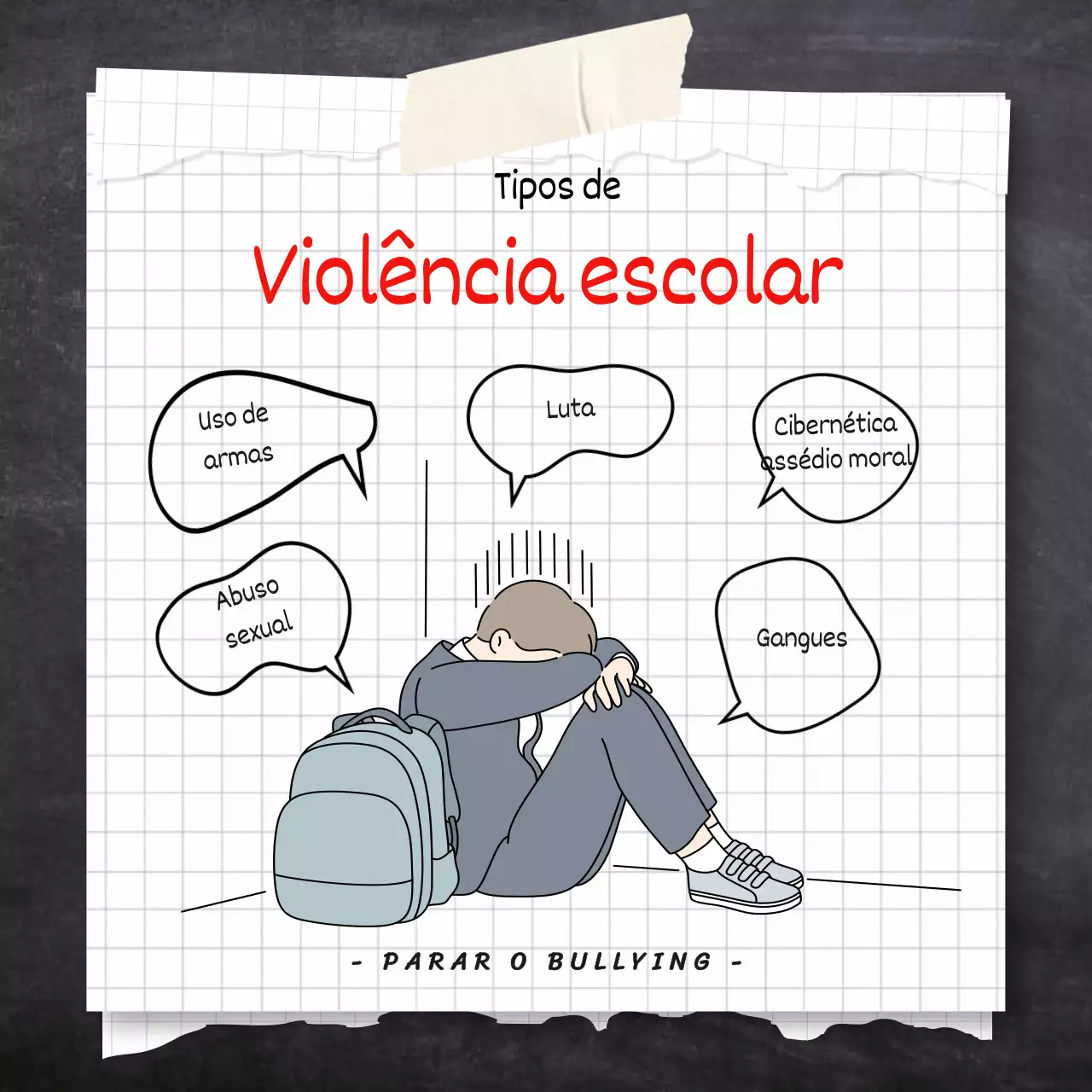 Posto de intimidação de tipo minimalista vermelho e cinzento