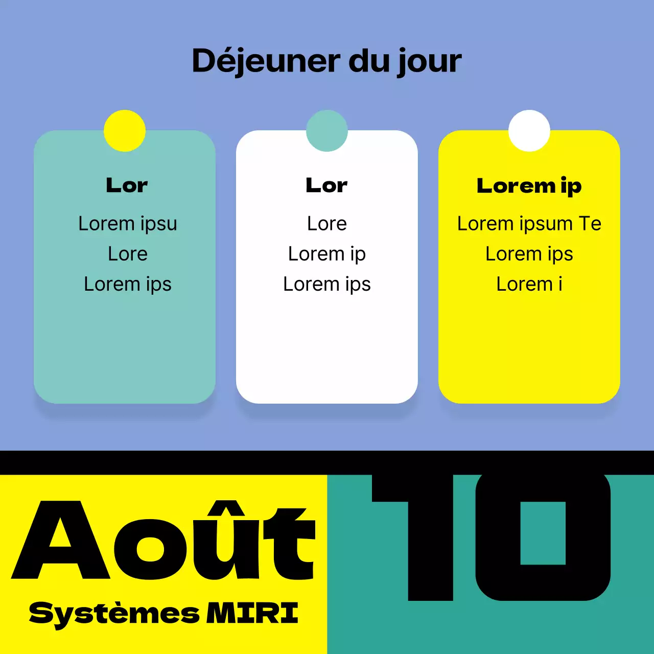 Liste des menus du régime de base jaune et vert post