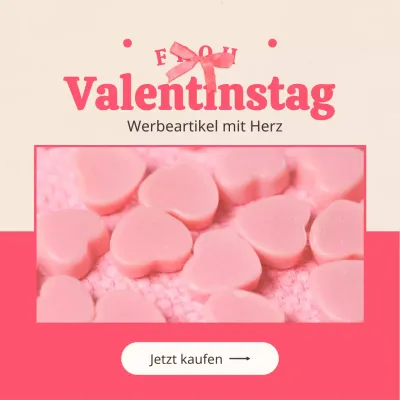 White Day-Promotion mit Schleifenpunkten auf rosa-beigem Hintergrund