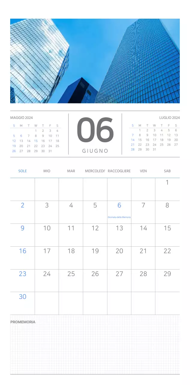 Calendario da parete di concetto aziendale semplice in blu e bianco