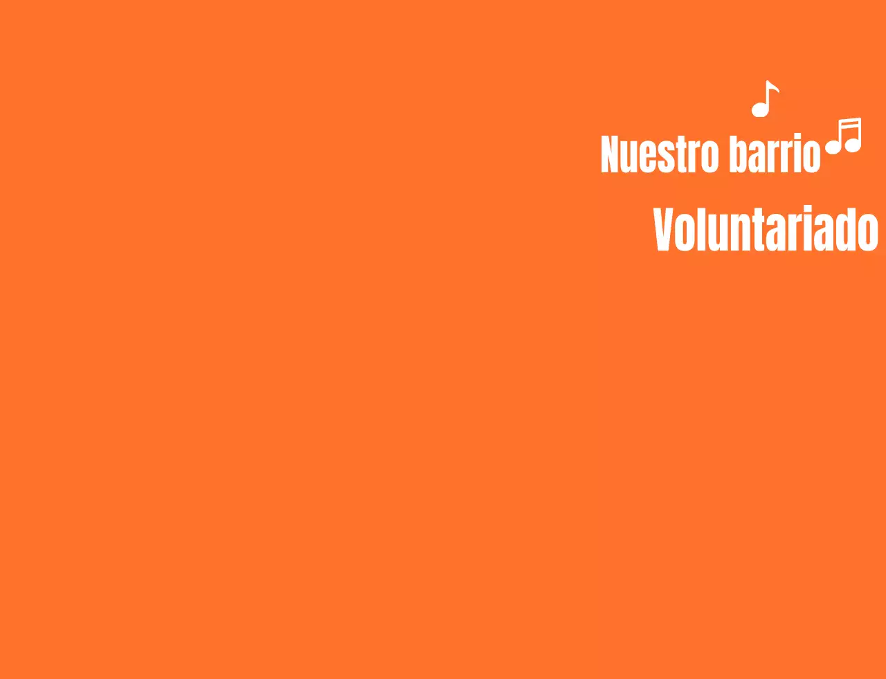 Texto rítmico estilo logotipo en naranja y blanco Organización de voluntarios