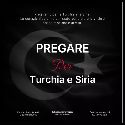 Istruzioni per la donazione del terremoto con testo evidenziato su sfondo nero
