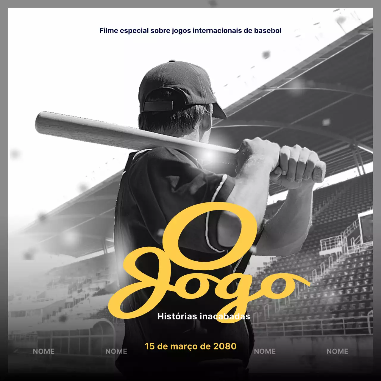 Filmes especiais de basebol a preto e amarelo