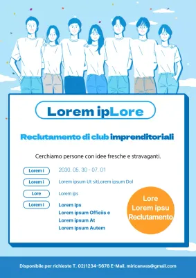 Poster di reclutamento del club imprenditoriale dell'università blu