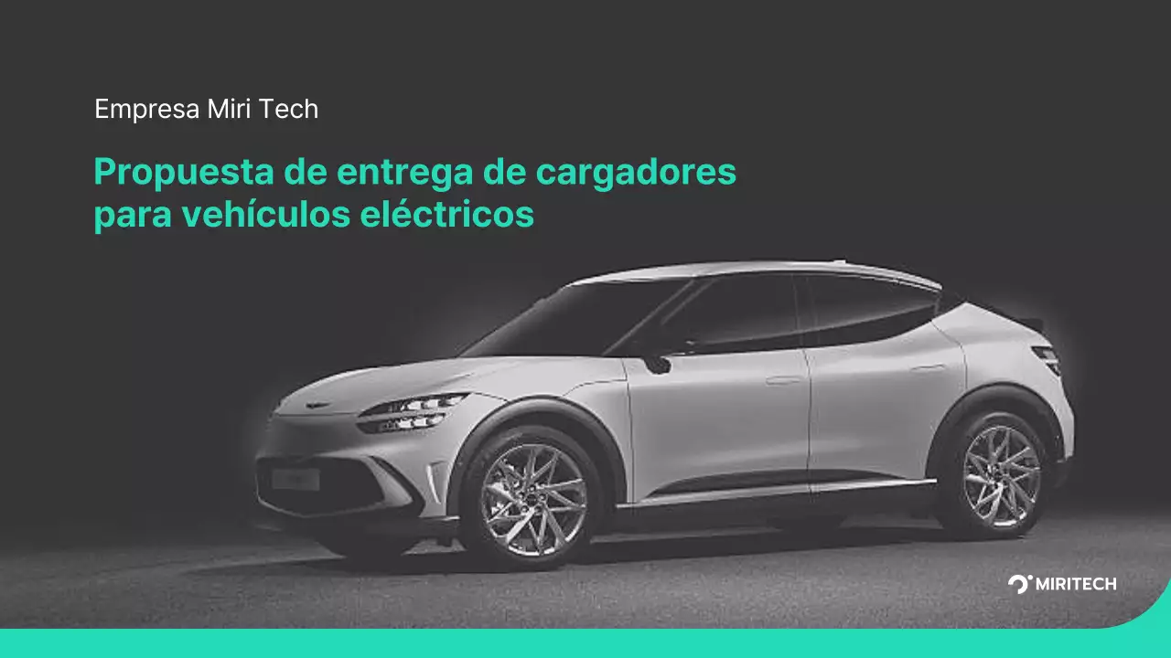 Propuesta de suministro de cargadores para vehículos eléctricos en turquesa y gris Propuesta de suministro de piezas para una transacción B2B Miritech