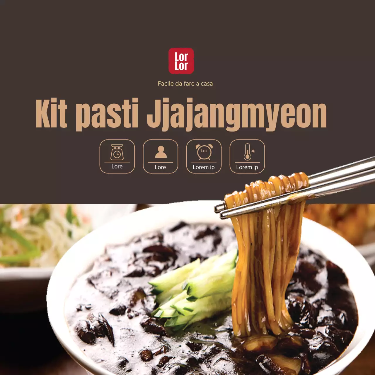 Adesivo del kit di pasti di soba marrone a freddo