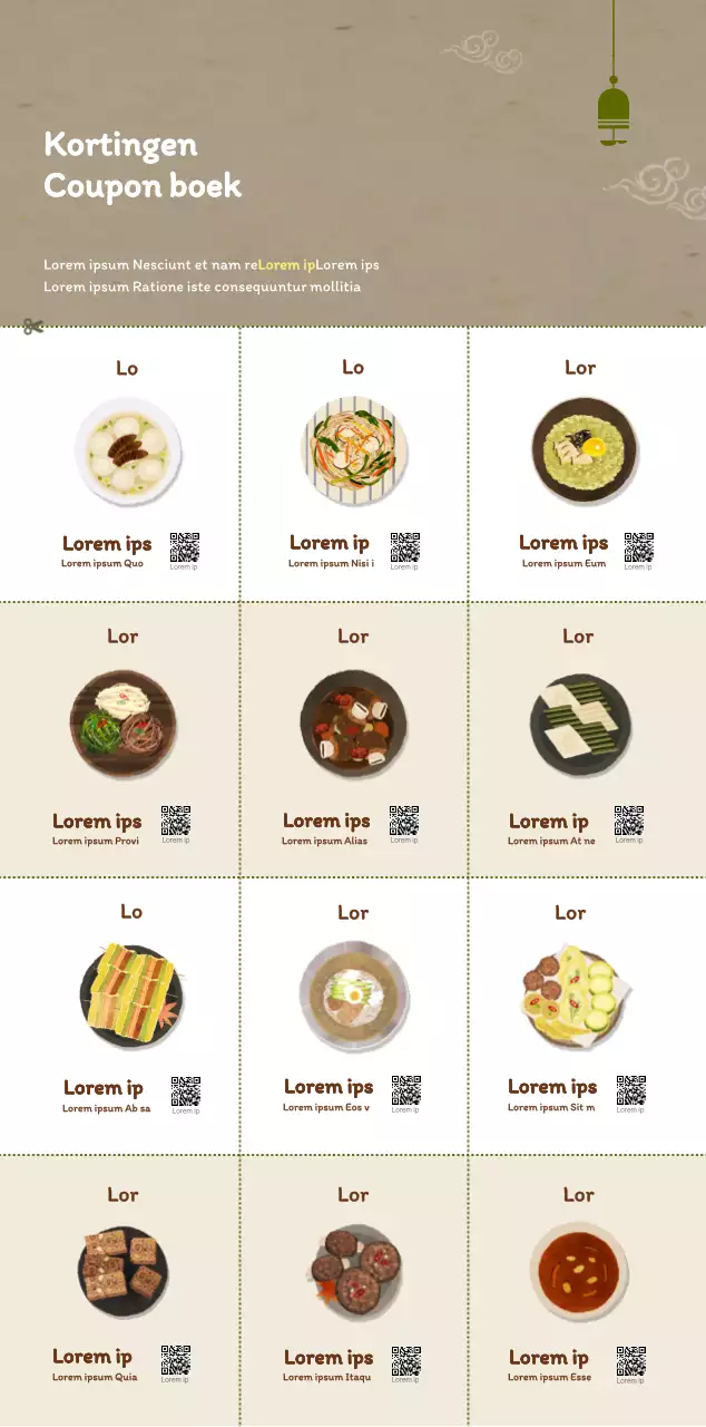 Traditioneel Koreaans restaurant concept coupon kalender in beige en bruin