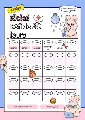 Table de défi idol mignonne aux couleurs pastel rose bleu