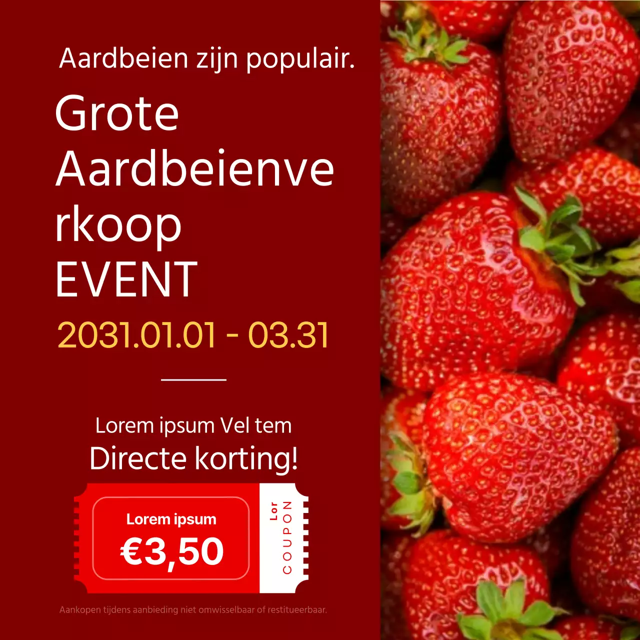 Eenvoudige rode aardbei afbeelding en kassa korting evenement