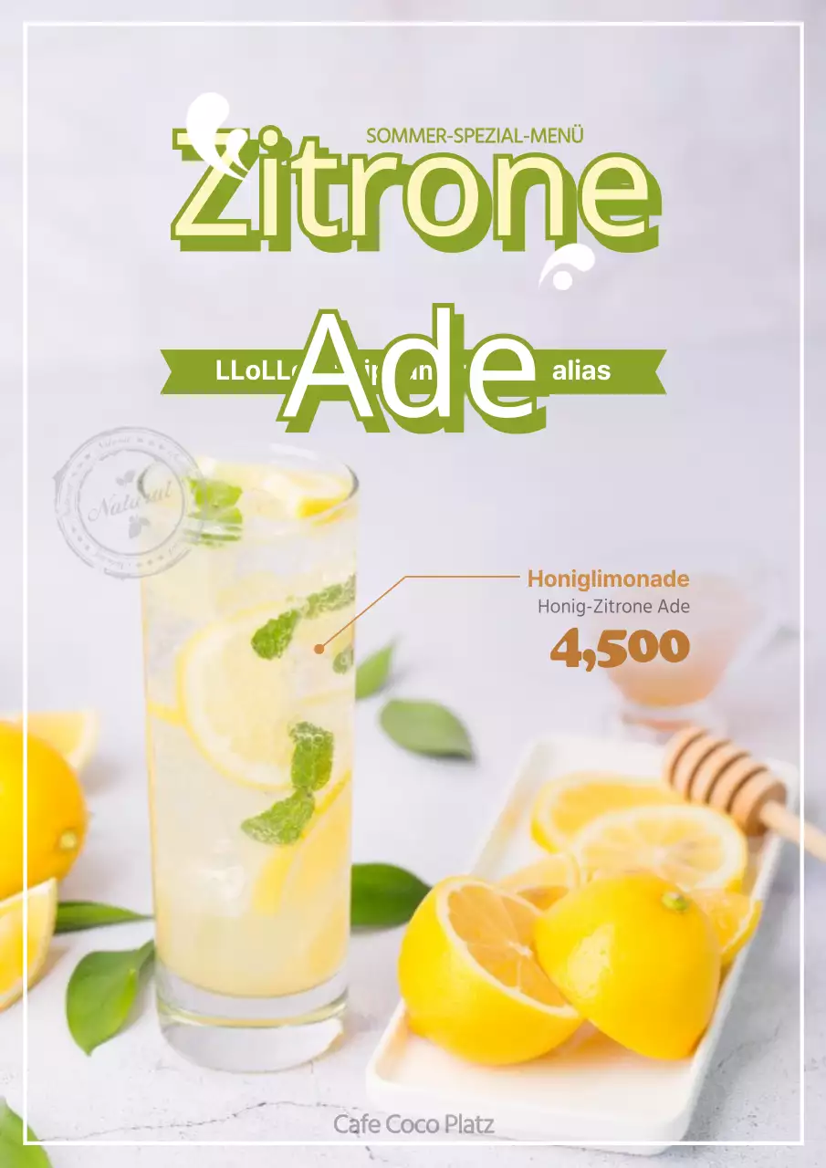 Werbung für ein neues Honiglimonaden-Getränkeangebot