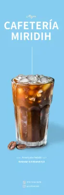 Pancarta colgante sencilla de color azul claro para un café americano