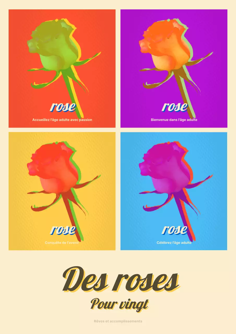 Roses de bar mitzvah pop art en rouge et violet