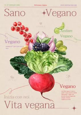 I fiori vegetali verdi e rossi promuovono il veganismo salutare