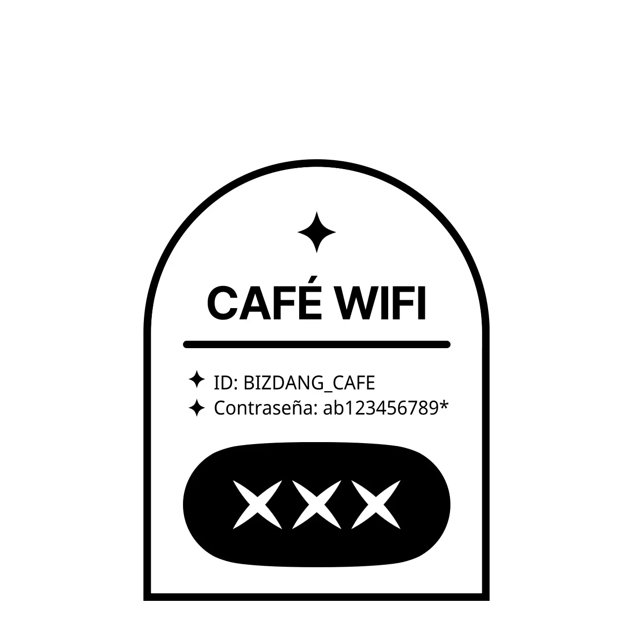 Estilo sencillo y limpio de combinación de texto e icono de postre en blanco y negro para información sobre tiendas