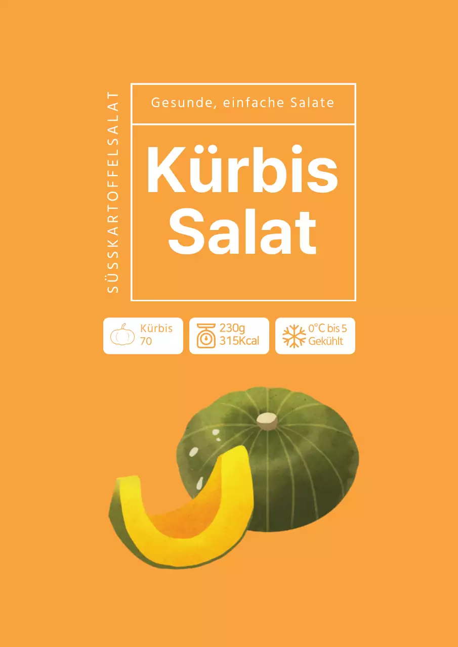 Einfaches Kürbissalat-Etiketten-Design-Poster in Orange