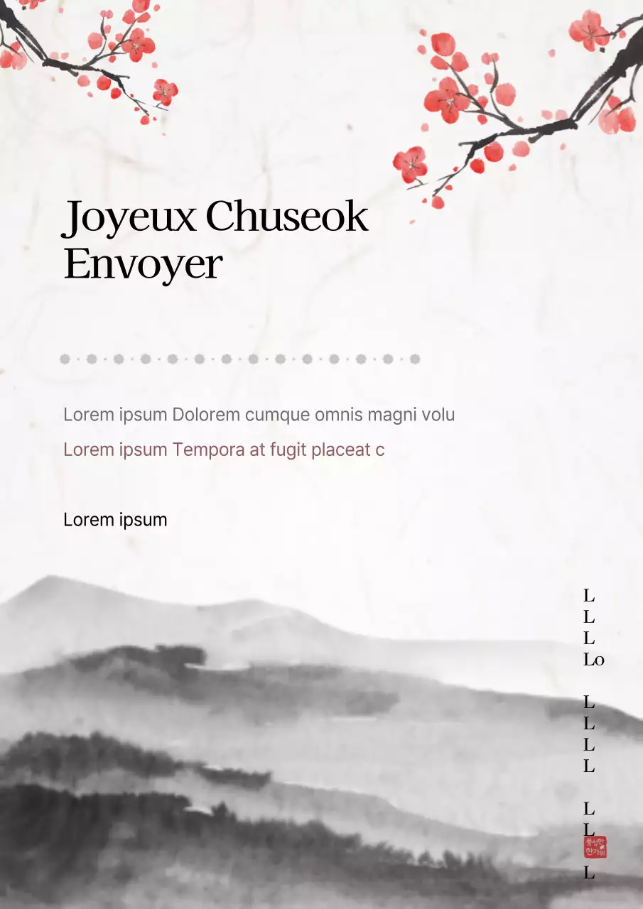 Affiche de vœux orientalisée et simple pour le nouvel an en gris