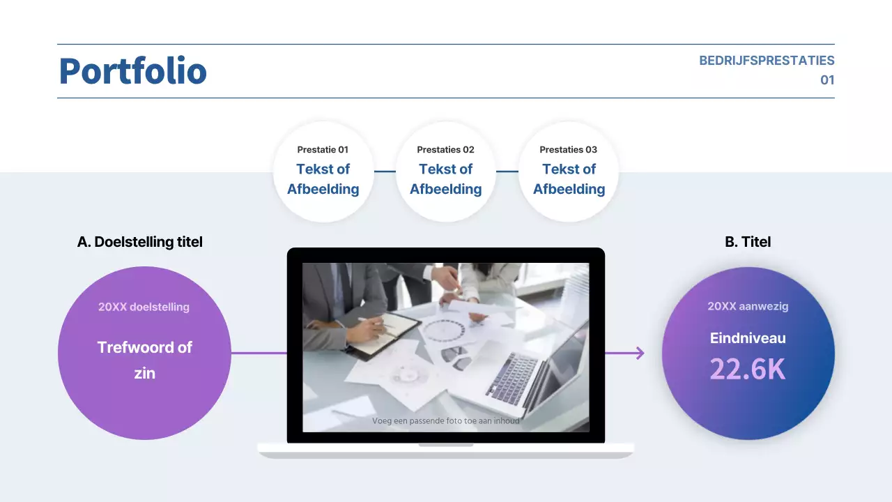 Presentatie bedrijfsplan met paars en blauw kleurverloop