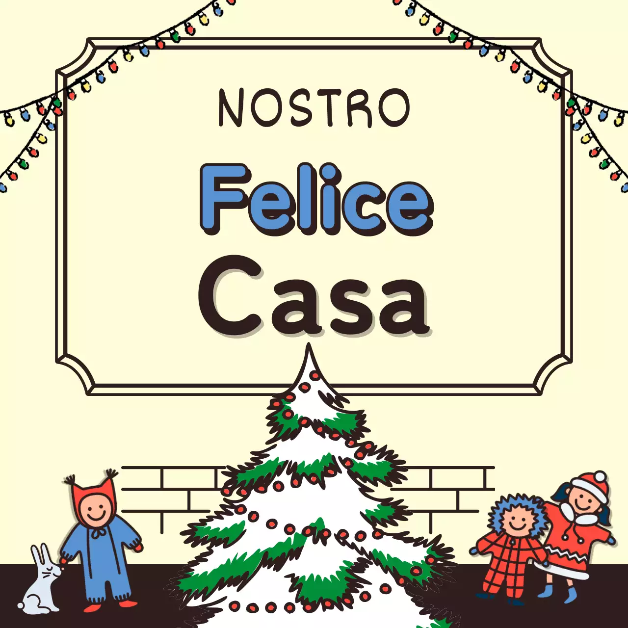 Vacanze invernali con simpatiche illustrazioni in beige